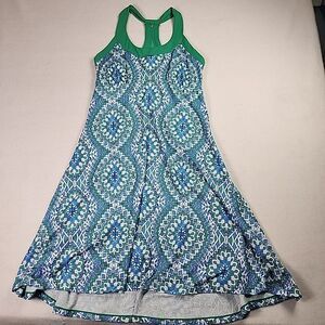 prAna Cali Dress Large Racerback A - Line Empire Waist Stretchy Drop Hem Green